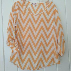 Emelee Orange and White Chevron Lightweight Tunic